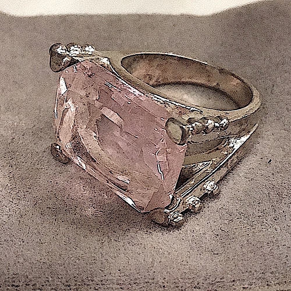 Pink Stone in Silver 4 Prong Setting